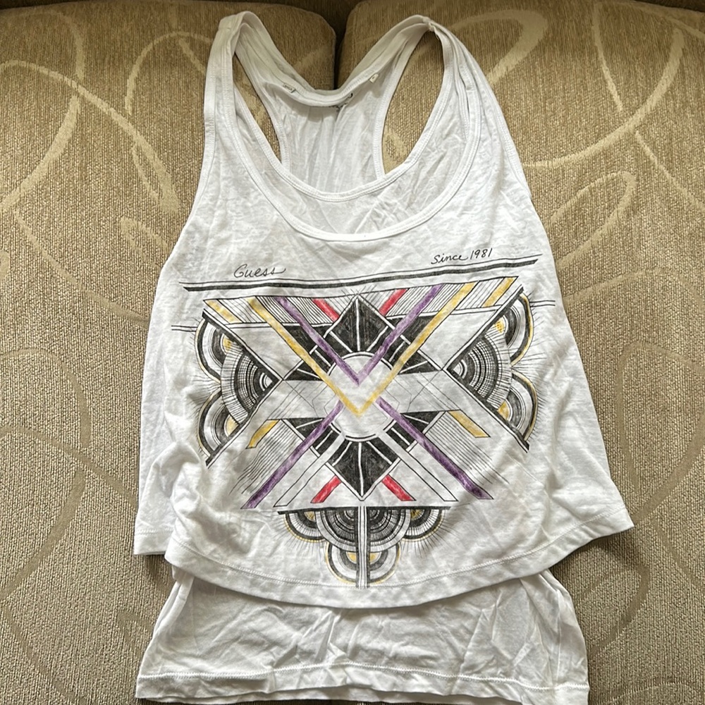 Guess Aztec racer back faux crop top